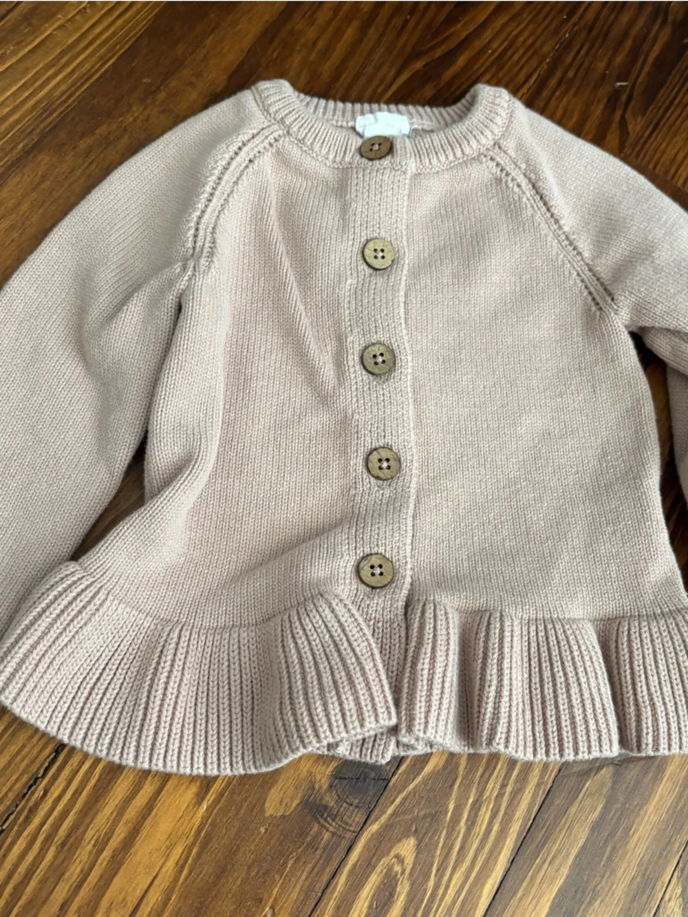 Jamie Kay Pink Knit Ruffle Hem Cardigan - Picture 2 of 3